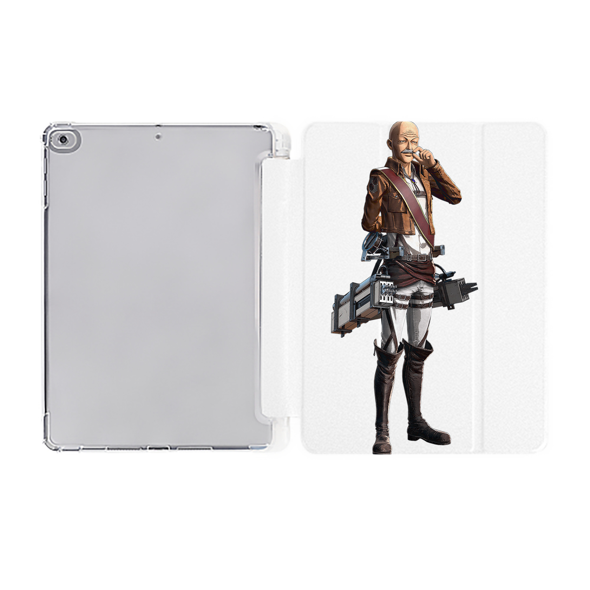 （画像用） 進撃の巨人 ドット·ピクシス Attack on Titan Dot Pixis IPad ケース ペン収納付き 三つ折りスタンド PUレザー×シリコン 対応機種9.5/10.5/10.9インチ